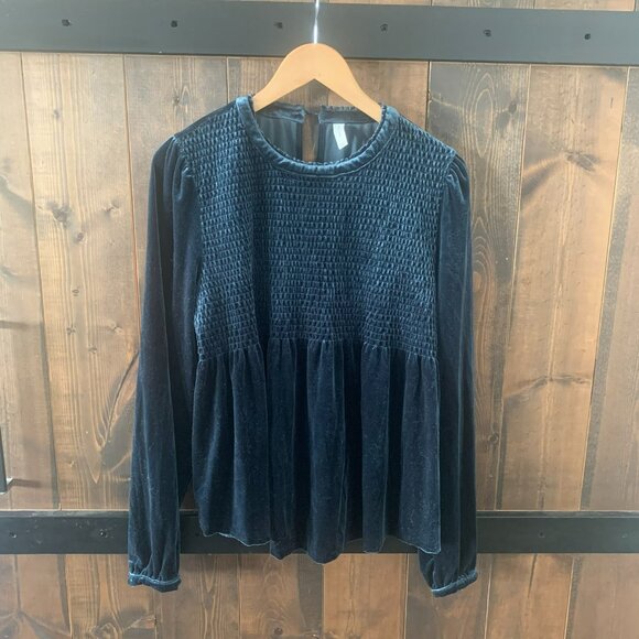 Gentle Fawn Smoked Velvet Babydoll Blouse Whimsigoth Women's Size L - Picture 1 of 9